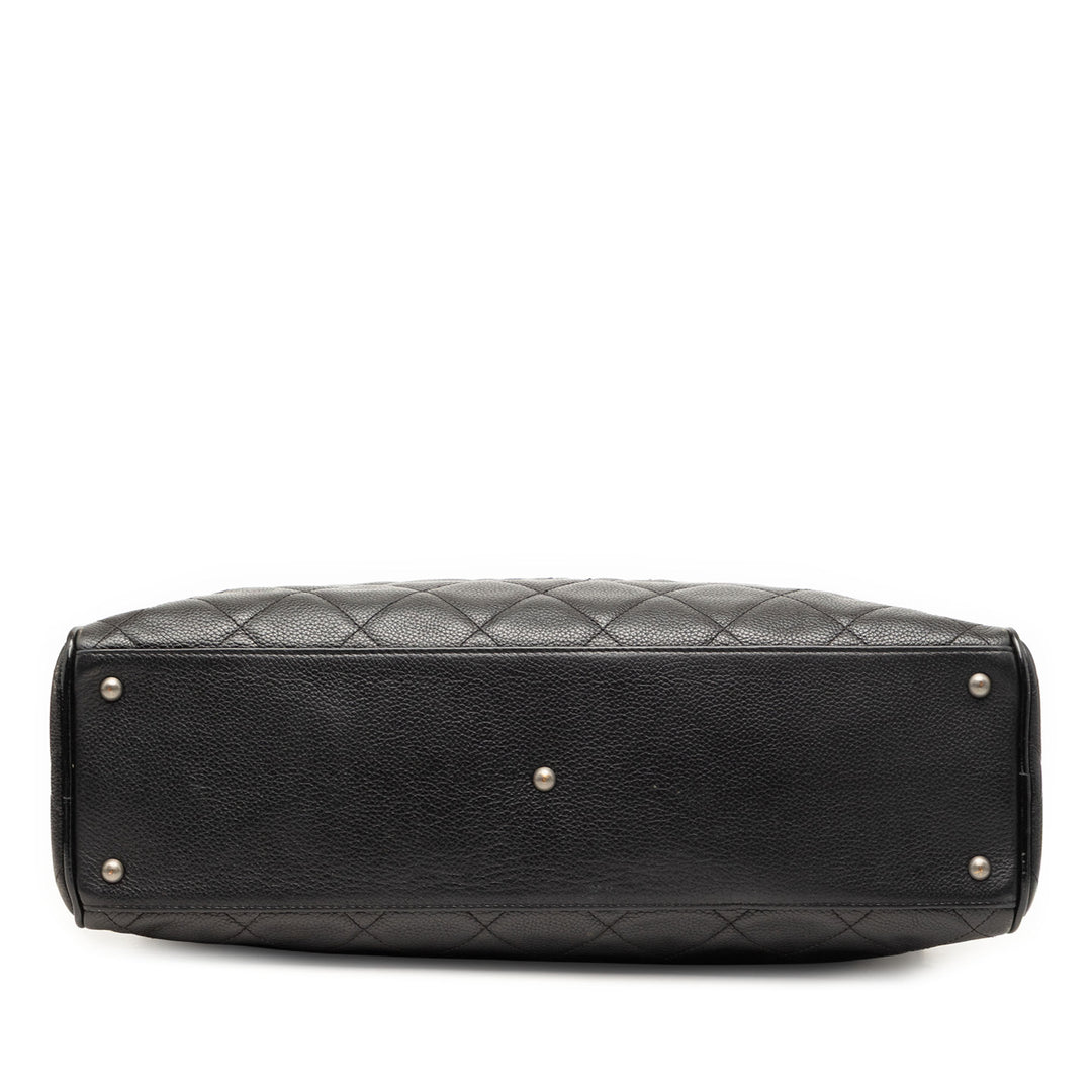 Chanel Large Matelassé Caviar et Cuir verni Logo Bowler Sac