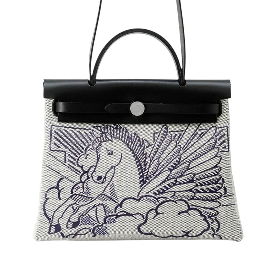Hermès Toile and Vache Hunter Pegase Pop Herbag Zip 31 Gris – GABY PARIS Authentique