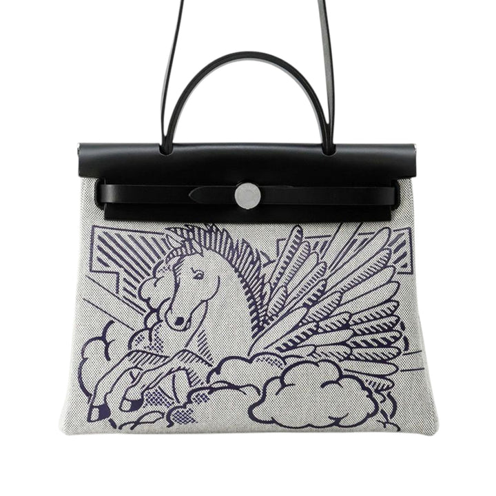 Hermès Toile and Vache Hunter Pegase Pop Herbag Zip 31 Gris – GABY PARIS Authentique