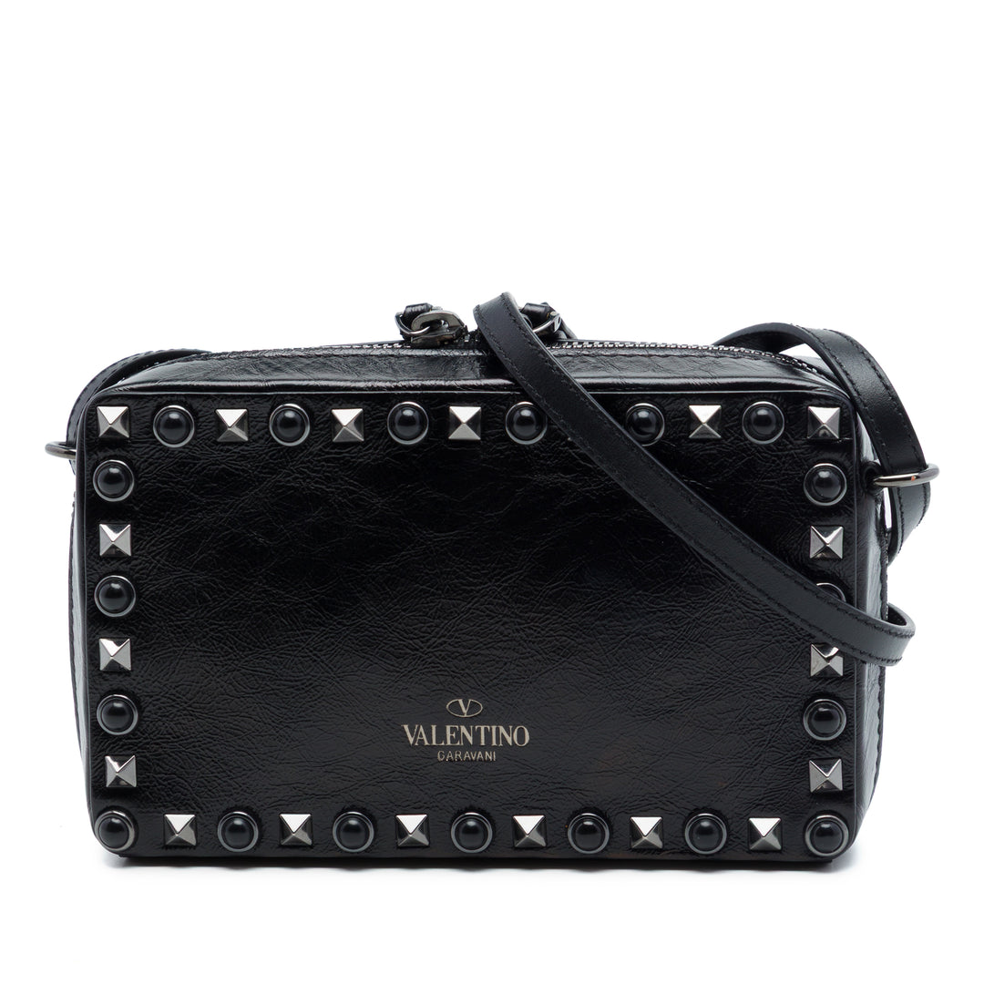 Valentino Texturé Rolling Rockstud Sac caméra Noir – vue principale – GABY PARIS