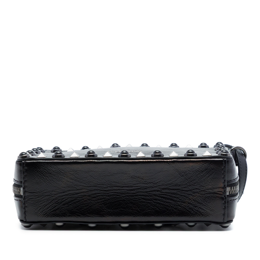 Valentino Texturé Rolling Rockstud Sac caméra Noir – vue 3 – GABY PARIS