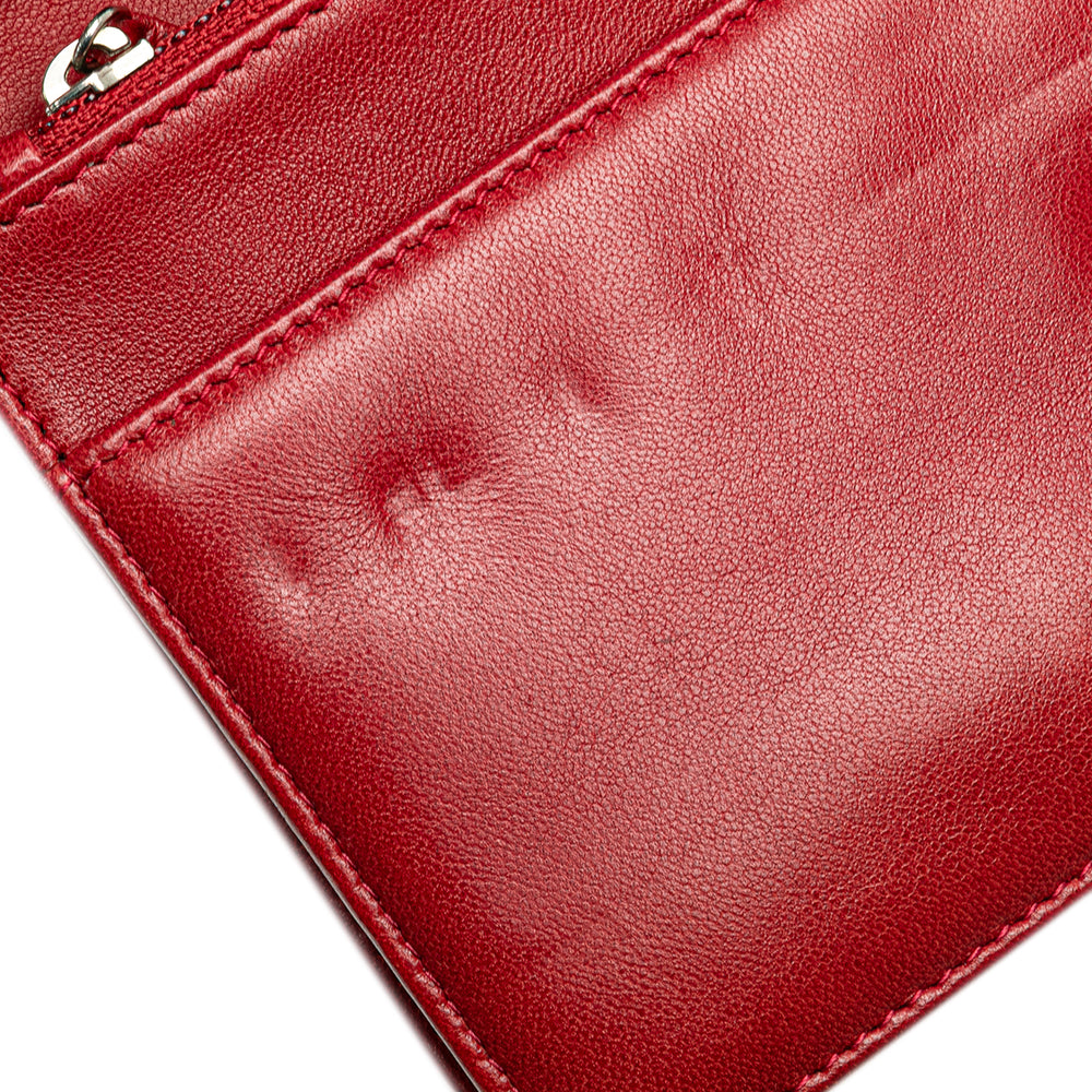 CC Calfskin Wallet On Chain Red - Gaby Paris