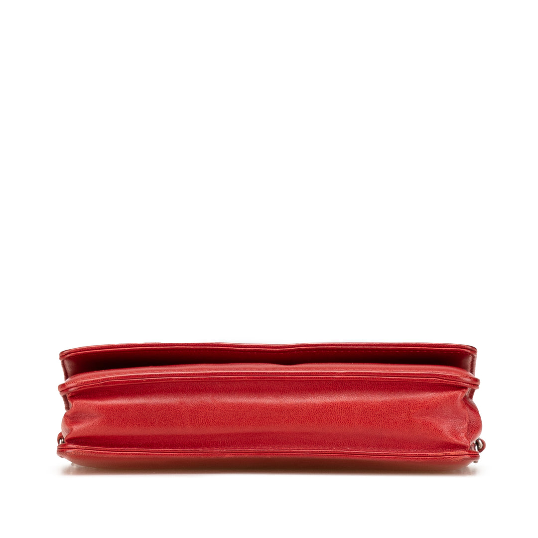 CC Calfskin Wallet On Chain Red - Gaby Paris
