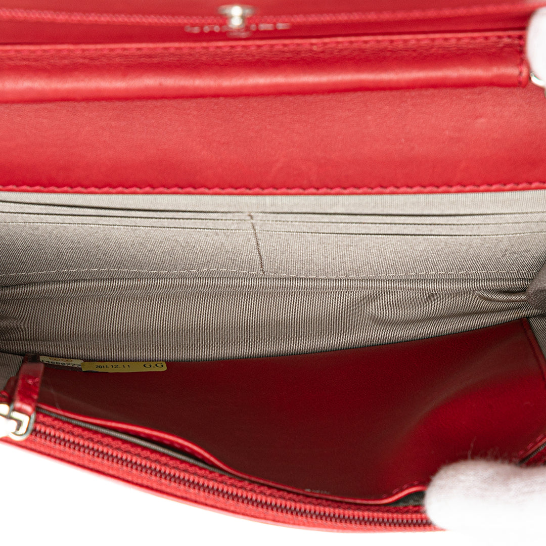 CC Calfskin Wallet On Chain Red - Gaby Paris