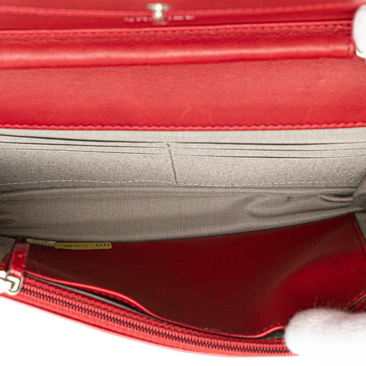 CC Calfskin Wallet On Chain Red - Gaby Paris