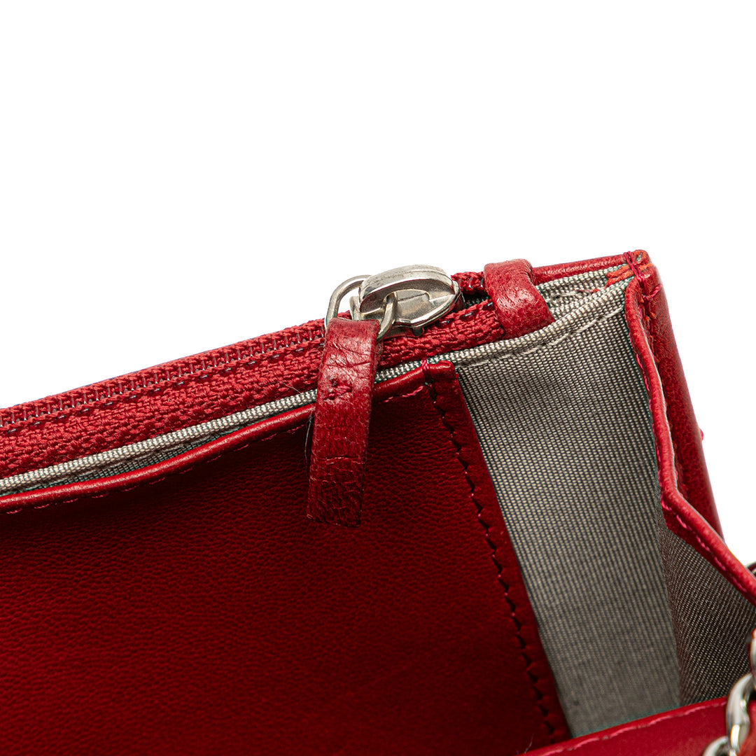 CC Calfskin Wallet On Chain Red - Gaby Paris