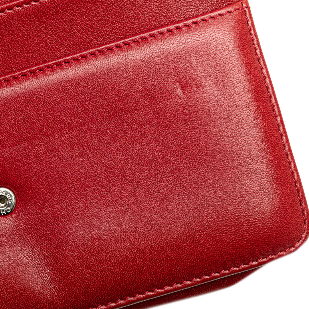 CC Calfskin Wallet On Chain Red - Gaby Paris