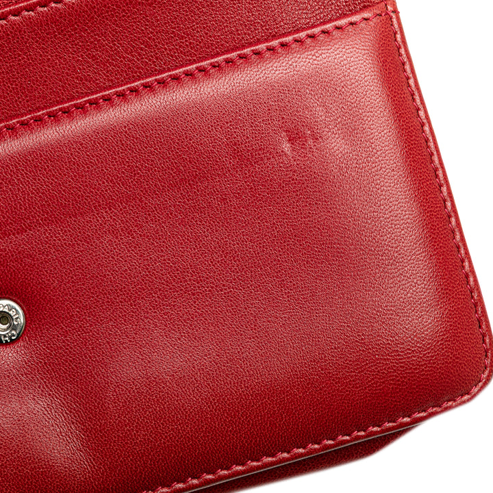 CC Calfskin Wallet On Chain Red - Gaby Paris