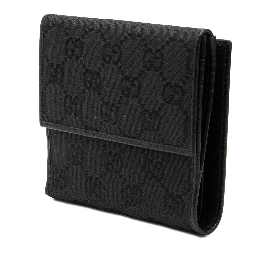 Gucci GG Toile et Cuir Bamboo Compact Portefeuille
