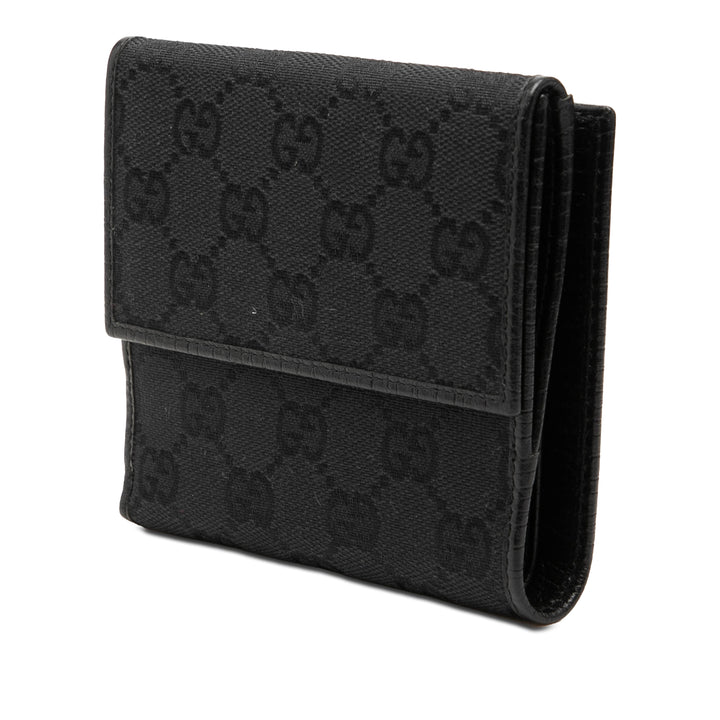 Gucci GG Toile et Cuir Bamboo Compact Portefeuille