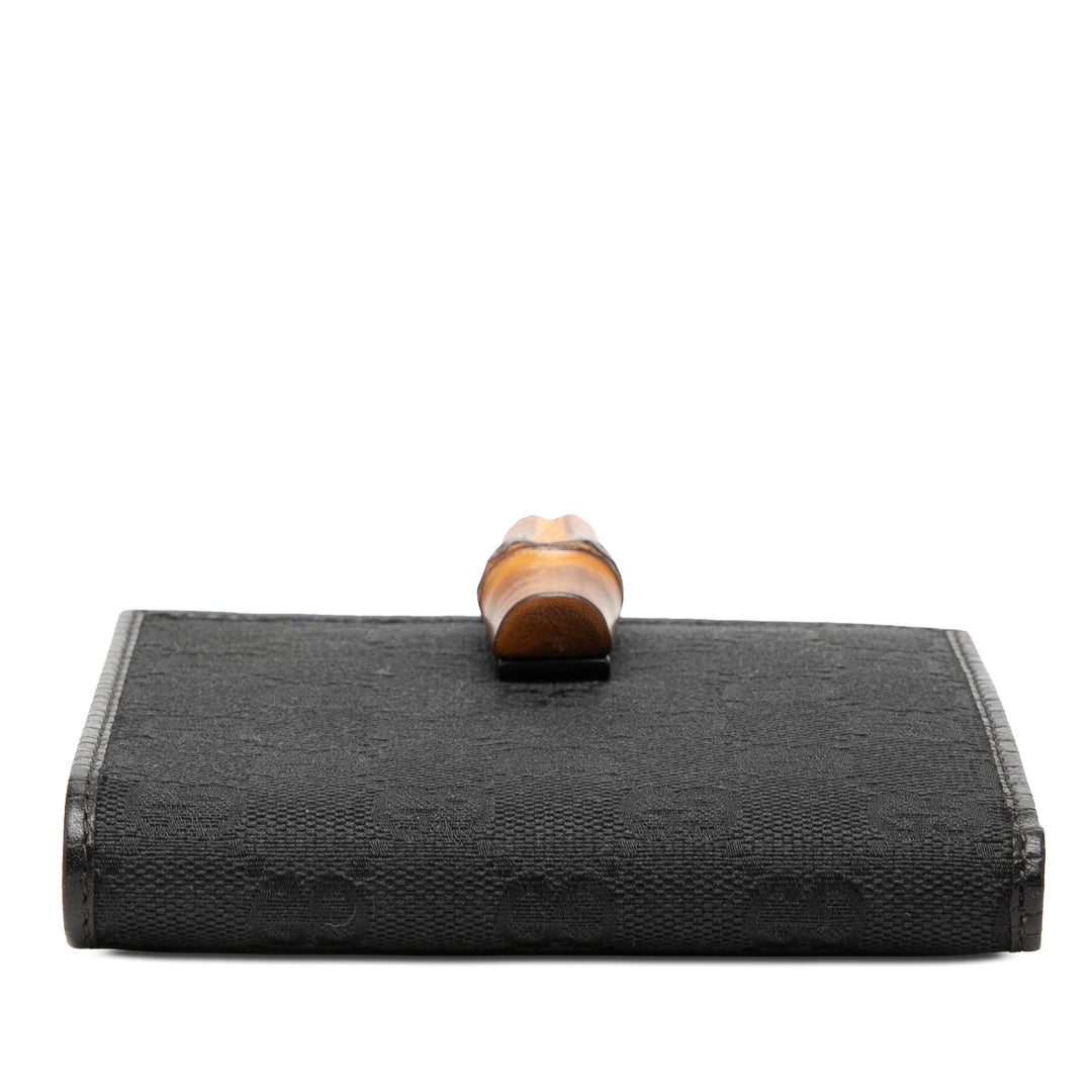 Gucci GG Toile et Cuir Bamboo Compact Portefeuille
