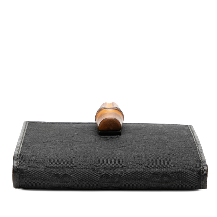Gucci GG Toile et Cuir Bamboo Compact Portefeuille
