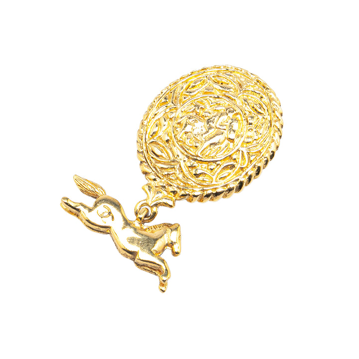 Gold Plated CC Horsetop Brooch Gold - Gaby Paris