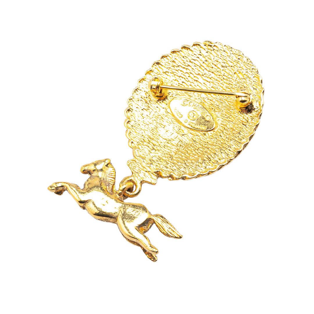 Gold Plated CC Horsetop Brooch Gold - Gaby Paris