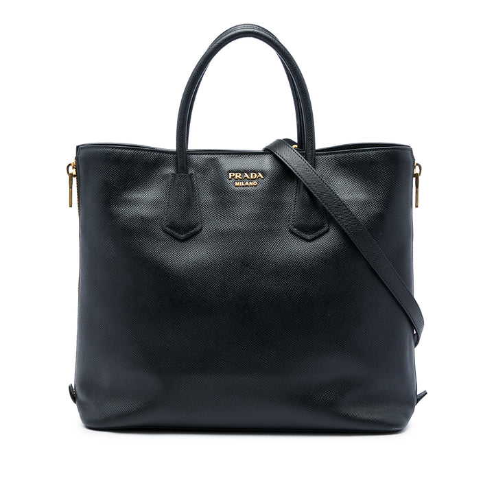 Prada Cabas Side Zippé Saffiano Noir – vue principale – GABY PARIS