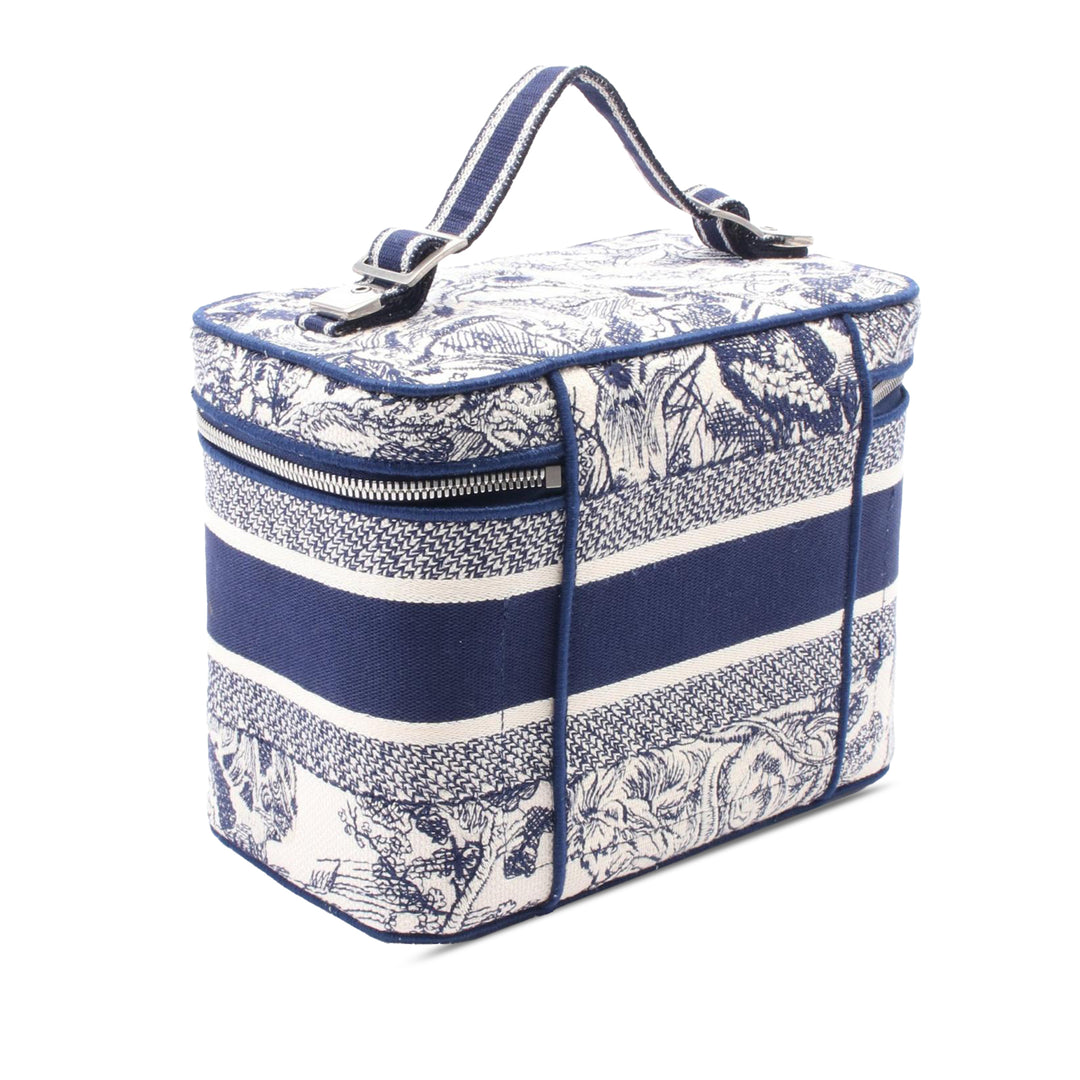 Toile De Jouy Embroidered Canvas Diortravel Vanity Case Blue - Gaby Paris