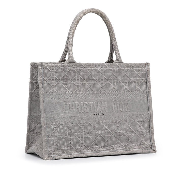 Medium Cannage Embroidered Book Tote Gray - Gaby Paris