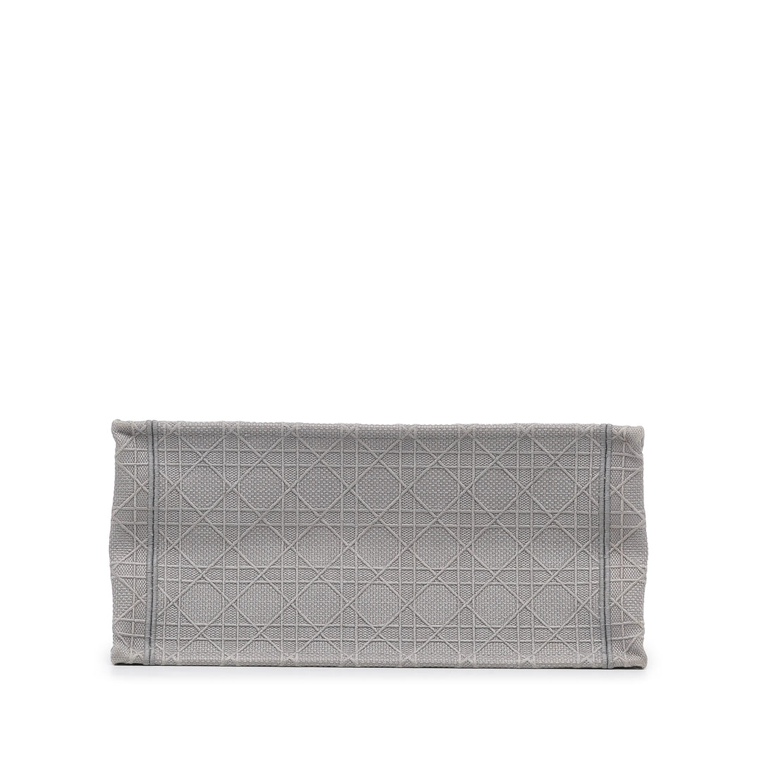 Medium Cannage Embroidered Book Tote Gray - Gaby Paris