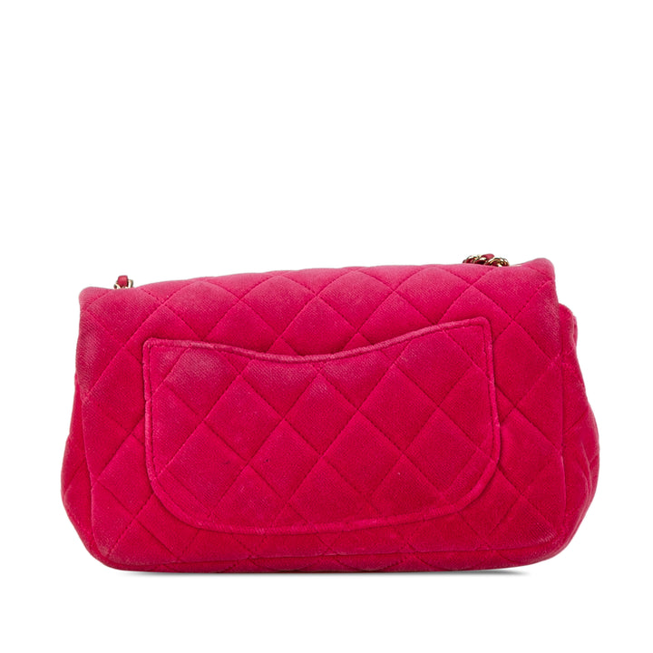 Mini Quilted Velvet Pearl Crush Single Flap Pink - Gaby Paris