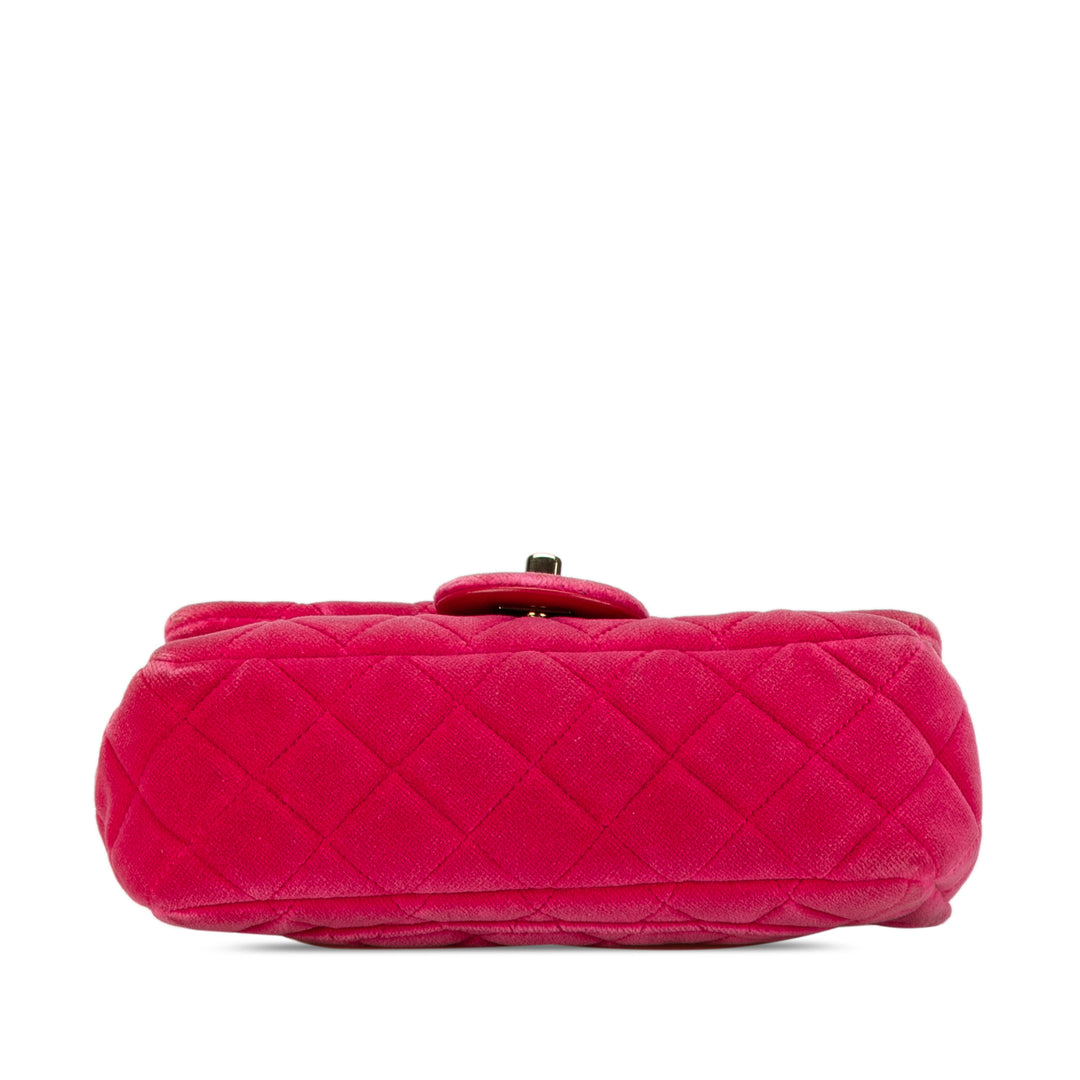 Mini Quilted Velvet Pearl Crush Single Flap Pink - Gaby Paris