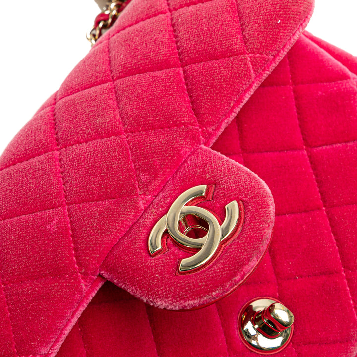 Mini Quilted Velvet Pearl Crush Single Flap Pink - Gaby Paris