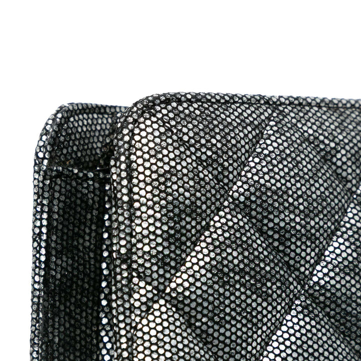 CC Quilted Metallic Calfskin Zip Clutch Silver - Gaby Paris
