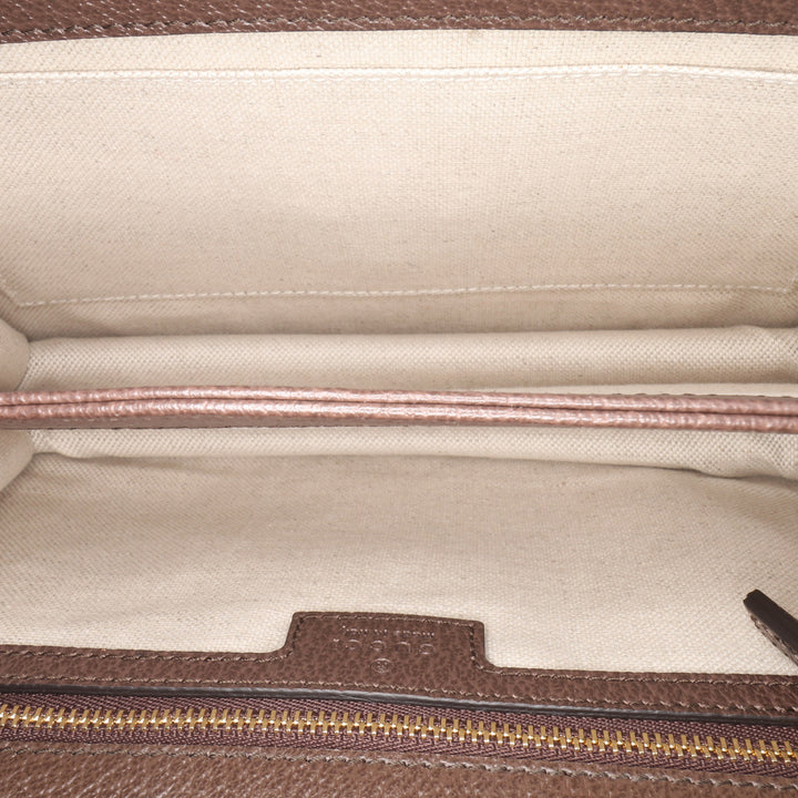 Small Jumbo GG Canvas Web Ophidia Top Handle Flap Brown - Gaby Paris