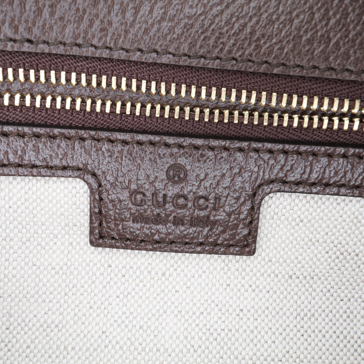 Small Jumbo GG Canvas Web Ophidia Top Handle Flap Brown - Gaby Paris