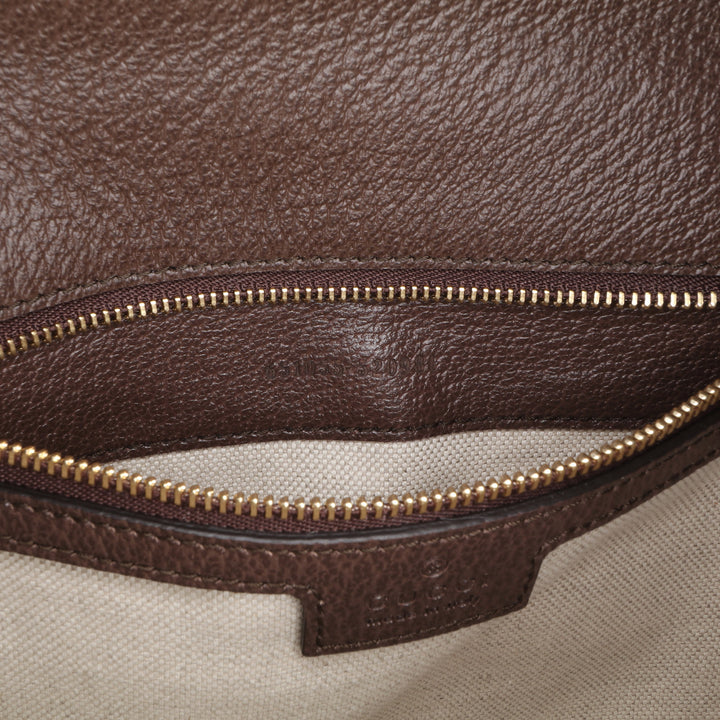 Small Jumbo GG Canvas Web Ophidia Top Handle Flap Brown - Gaby Paris