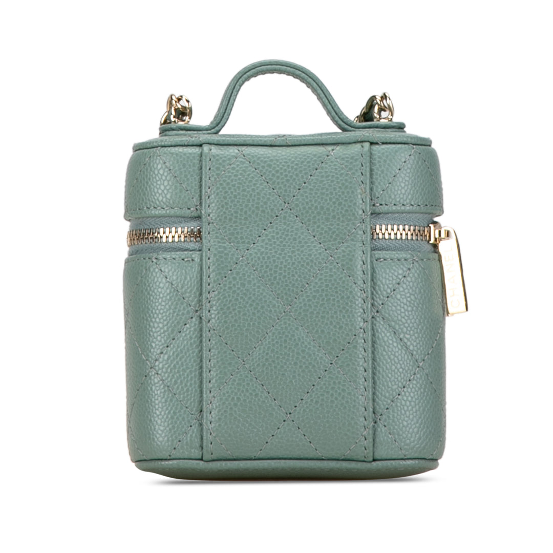 Mini Caviar Handle with Care Vanity Case Green - Gaby Paris