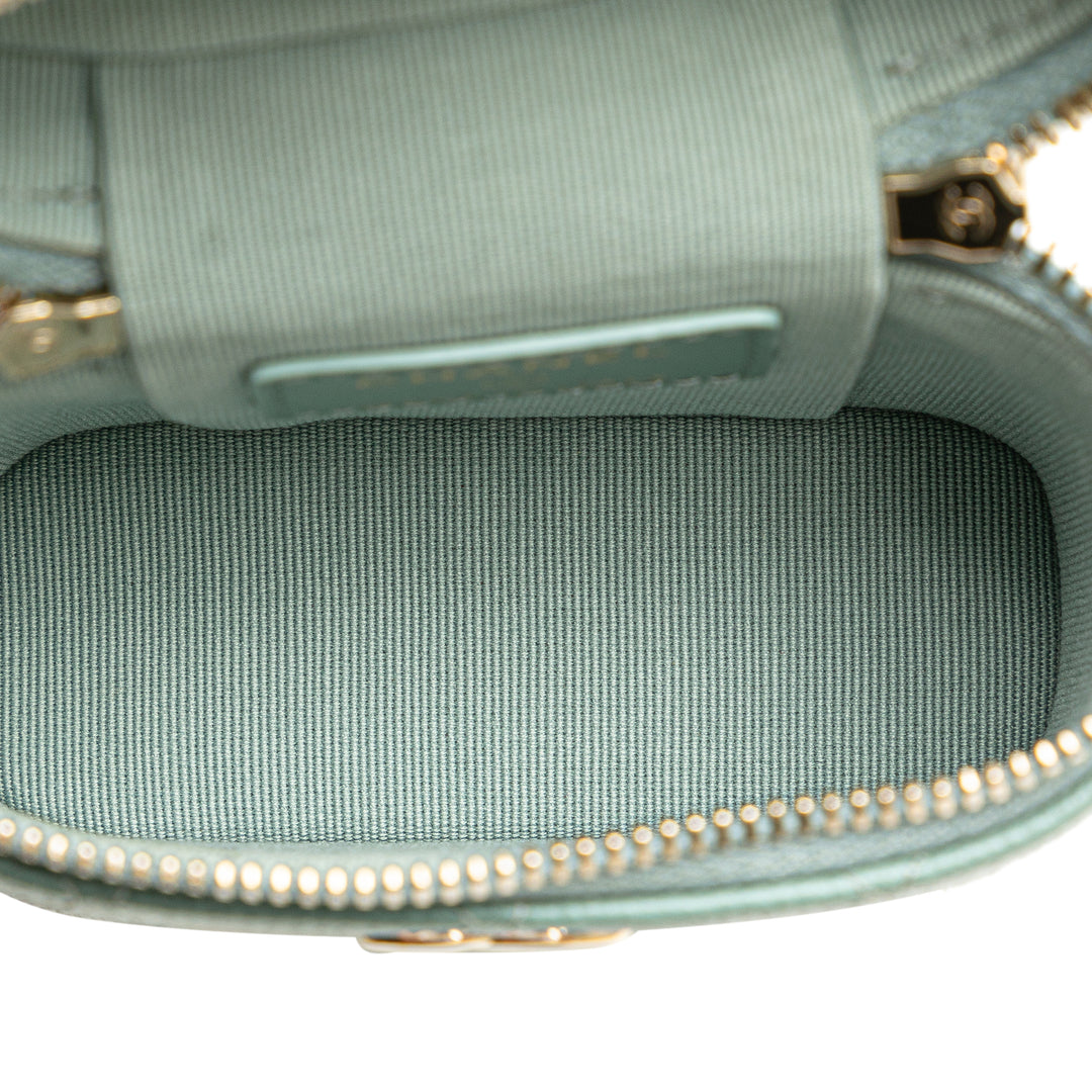 Mini Caviar Handle with Care Vanity Case Green - Gaby Paris