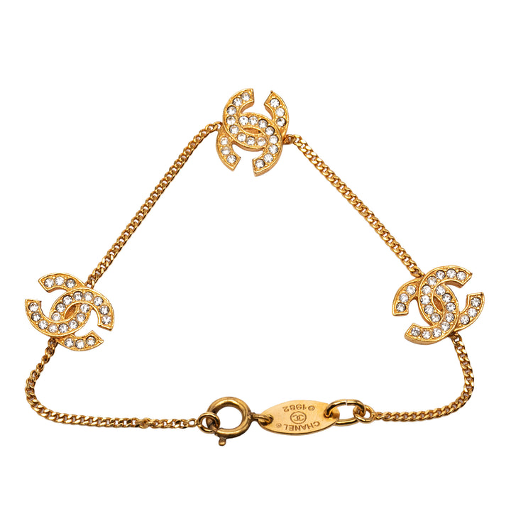 Chanel Triple CC plaqué Strass Bracelet Métal