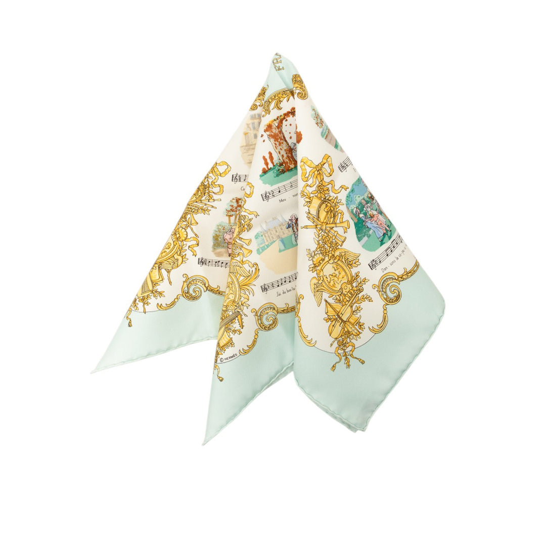 Chansons de France Poche Carré Foulard 45 Blanc