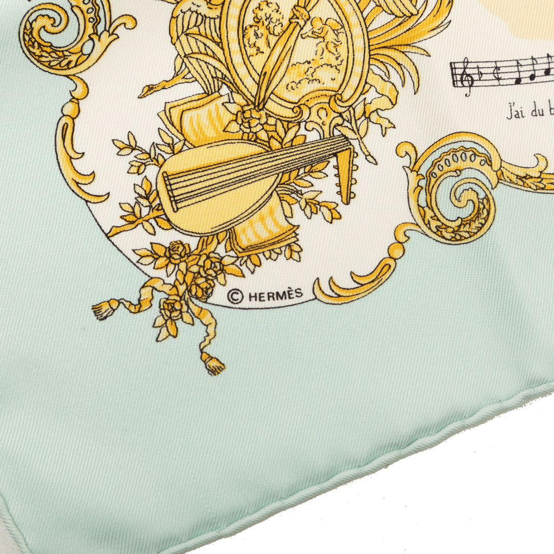Chansons de France Poche Carré Foulard 45 Blanc