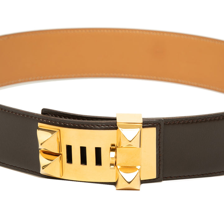 Box Veau Collier de Chien Ceinture 70 Box Marron