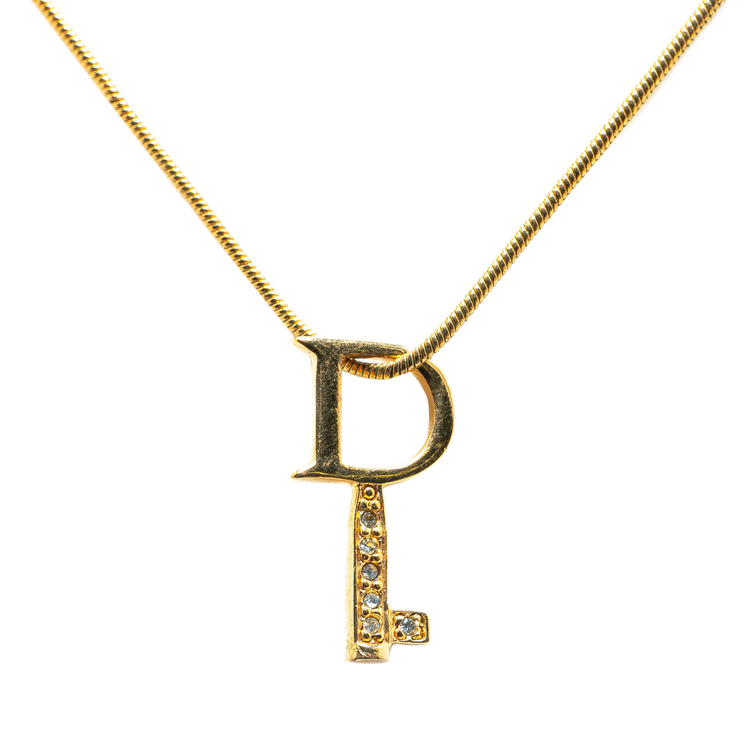 Gold Plated Key Pendant Necklace Gold - Gaby Paris