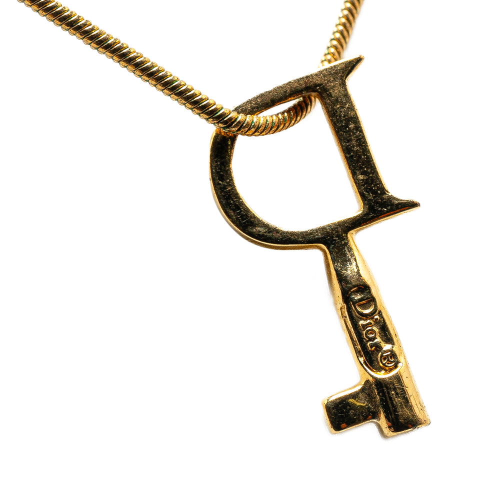 Gold Plated Key Pendant Necklace Gold - Gaby Paris