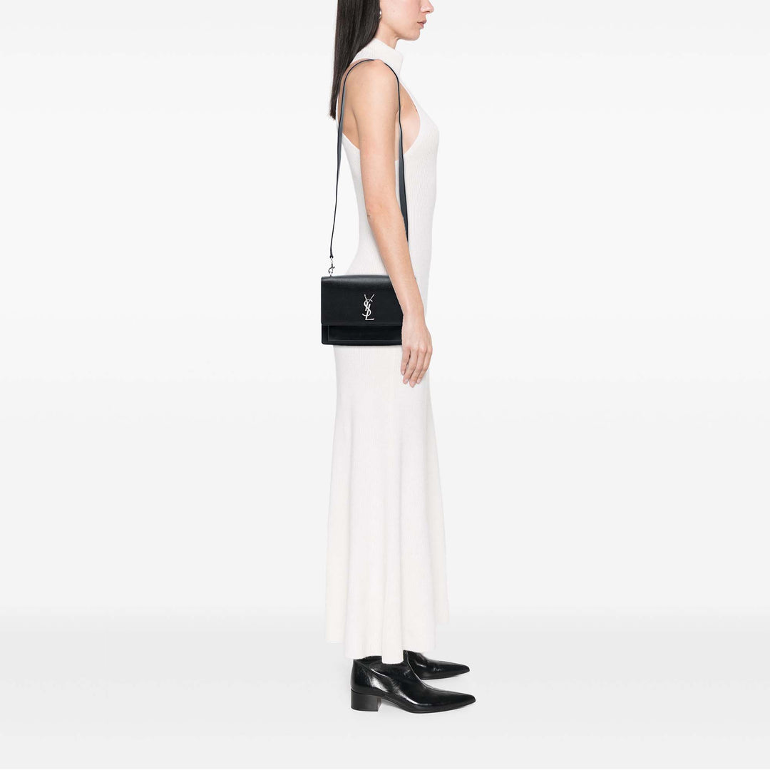 Saint Laurent Medium Cuir de veau grainé Monogram Sunset Sac porté croisé