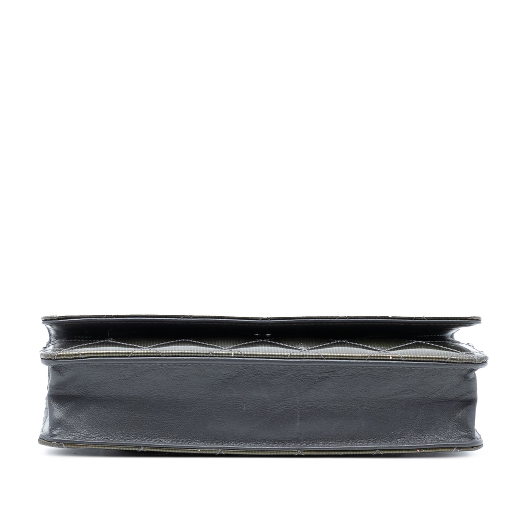 Chanel CC Matelassé Metallic Cuir verni Striped Wallet on Chain