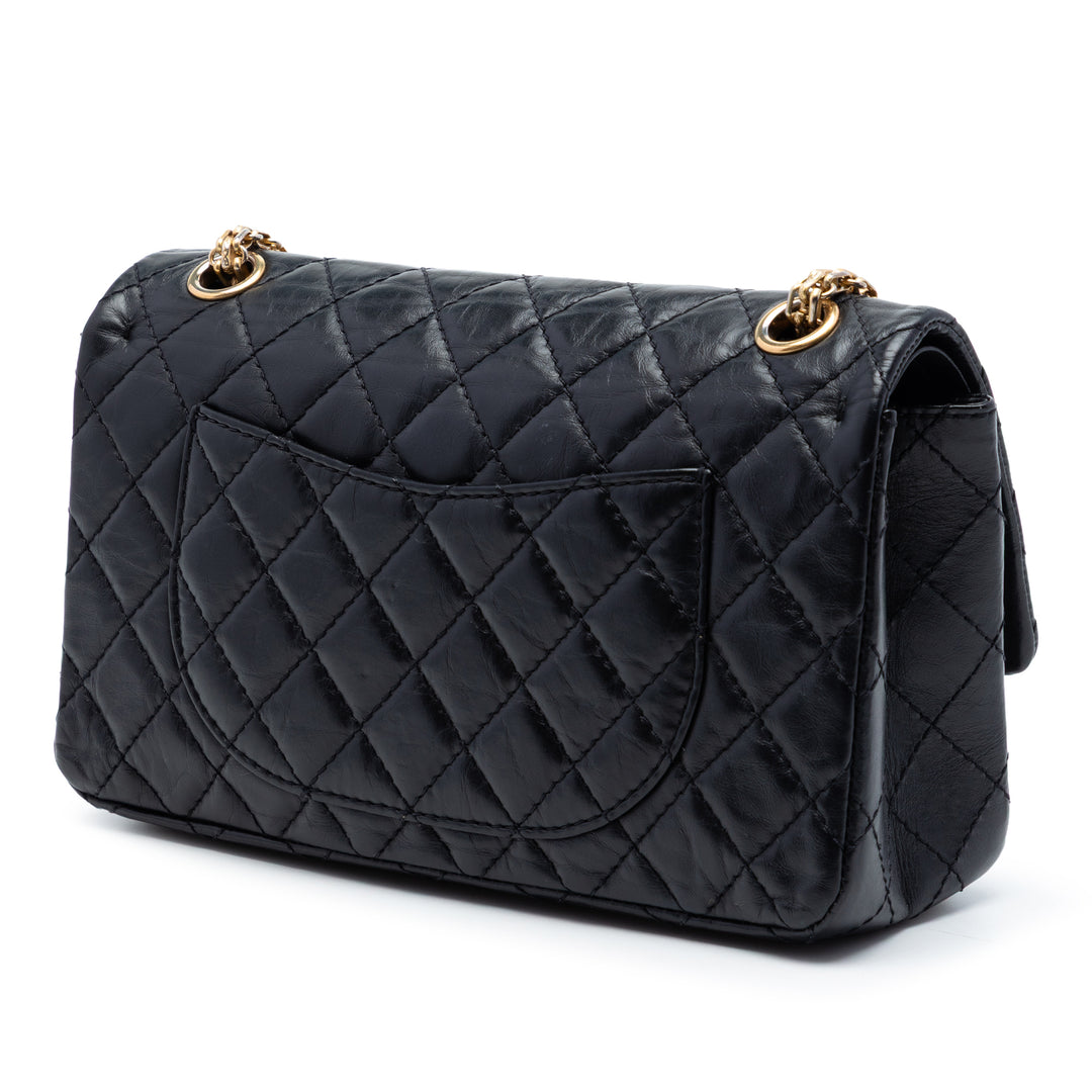 Chanel Matelassé vieilli Reissue 2.55 Lucky Charms Double rabat 225 Cuir de veau Noir