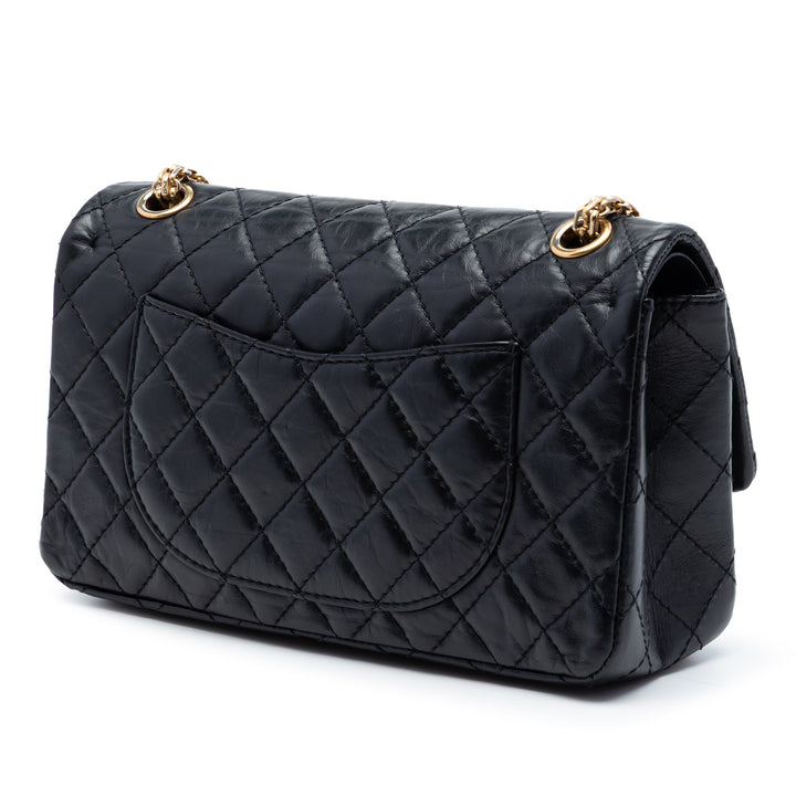 Chanel Matelassé vieilli Reissue 2.55 Lucky Charms Double rabat 225 Cuir de veau Noir