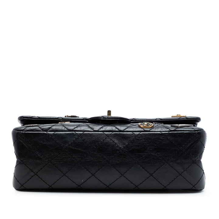 Chanel Matelassé vieilli Reissue 2.55 Lucky Charms Double rabat 225 Cuir de veau Noir