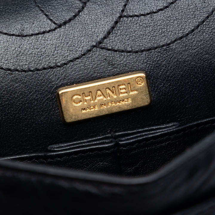 Chanel Matelassé vieilli Reissue 2.55 Lucky Charms Double rabat 225 Cuir de veau Noir