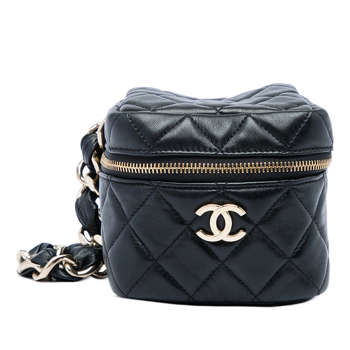 Chanel CC Matelassé Cube Wristlet Vanity Cuir d'agneau Noir – vue principale – GABY PARIS
