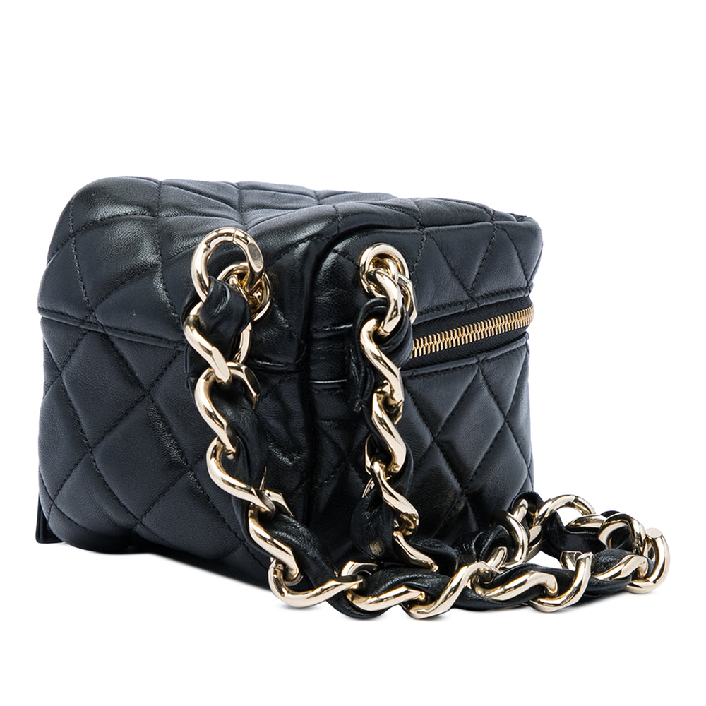Chanel CC Matelassé Cube Wristlet Vanity Cuir d'agneau Noir – vue 2 – GABY PARIS