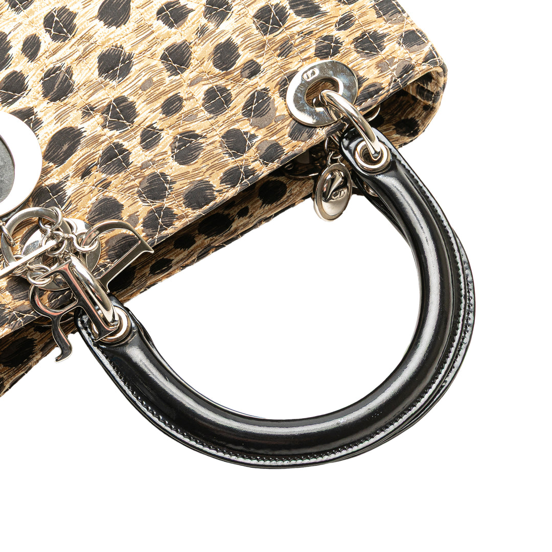 Medium Canvas Cannage Leopard Print Lady Dior Brown - Gaby Paris
