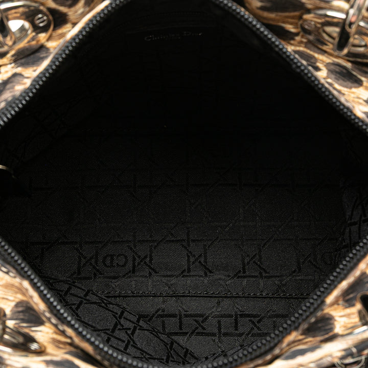 Medium Canvas Cannage Leopard Print Lady Dior Brown - Gaby Paris