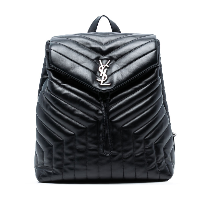 Saint Laurent Medium Matelasse Cuir Monogram LouLou Sac à dos Noir