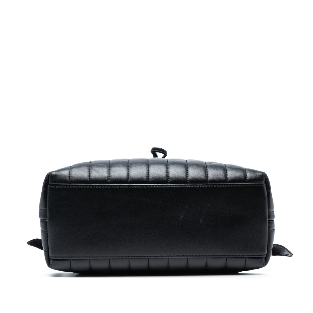 Saint Laurent Medium Matelasse Cuir Monogram LouLou Sac à dos Noir