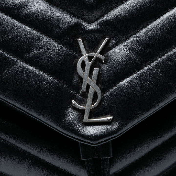 Saint Laurent Medium Matelasse Cuir Monogram LouLou Sac à dos Noir